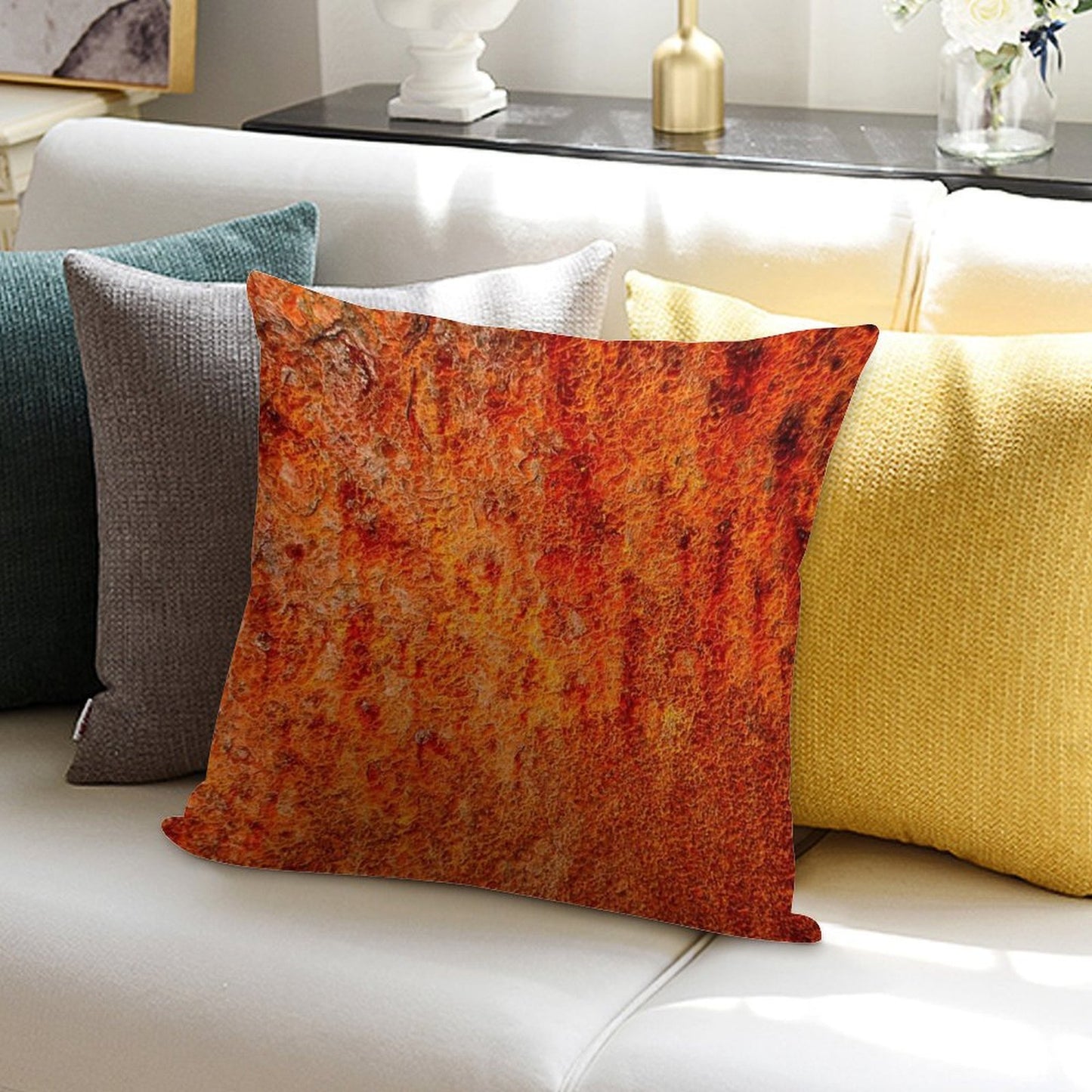 Burnt Orange Soft Skin-Friendly Throw Pillow