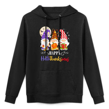 Halloween Thanksgiving Christmas Gnome Happy HallothanksMas Shrink-Resistant Hoodie