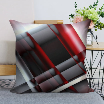 Decorative Red And White Linen Throw Pillow Cover