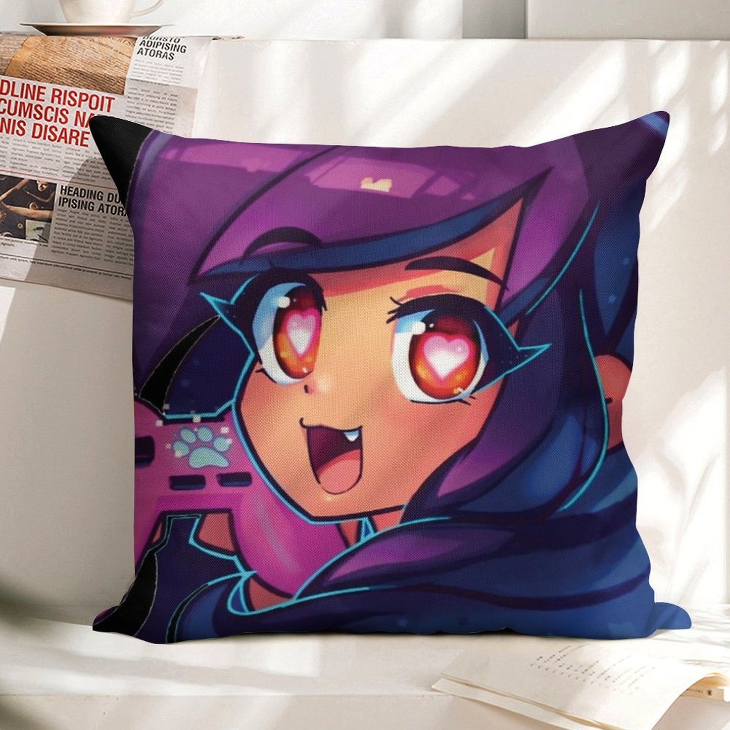 Aphmau with Video Game Linen Throw Pillow Cover