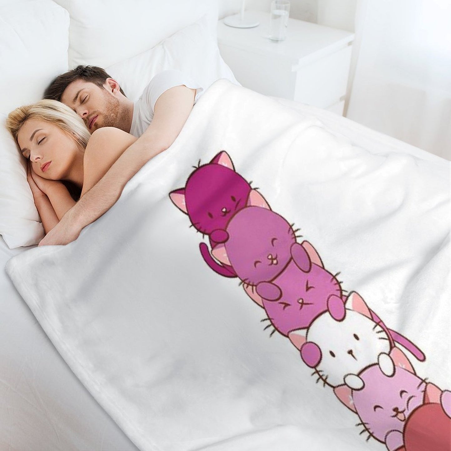 Lesbian Pride Flag Kawaii Cats Throw Blanket