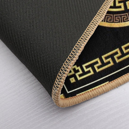 Greek Key Meander Black Gold Large Bath Mat