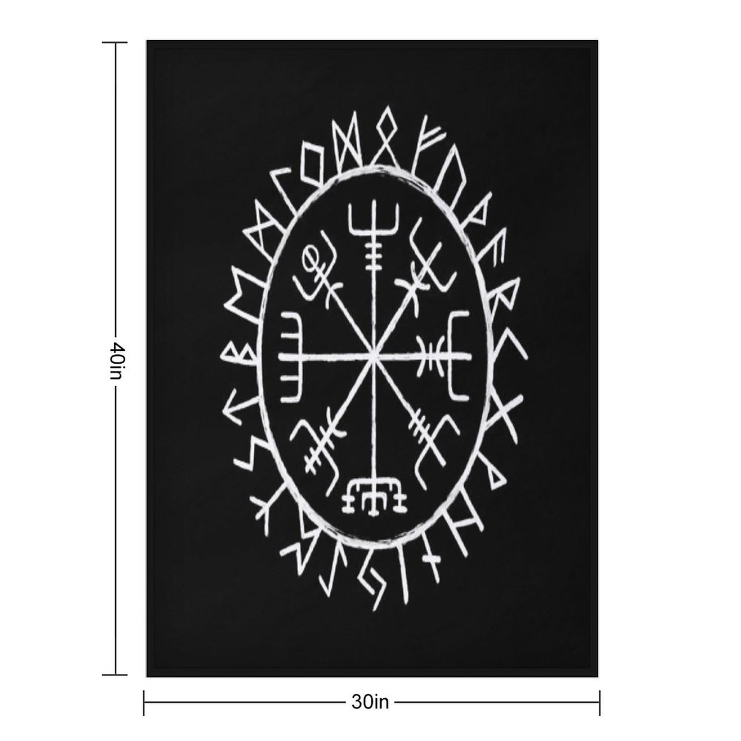 Nordic Mythology Rune Circle Throw Blanket