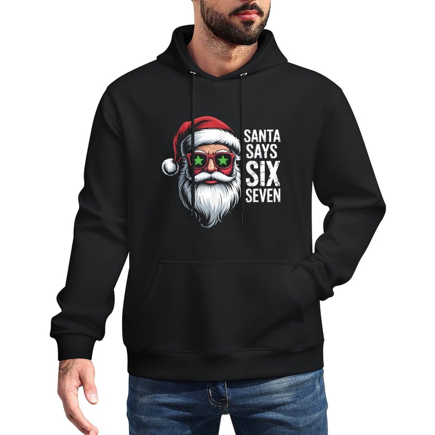 67 Meme Funny Six Seven Christmas 6-7 Meme Santa 6 7 Breathable Fabric Hoodie
