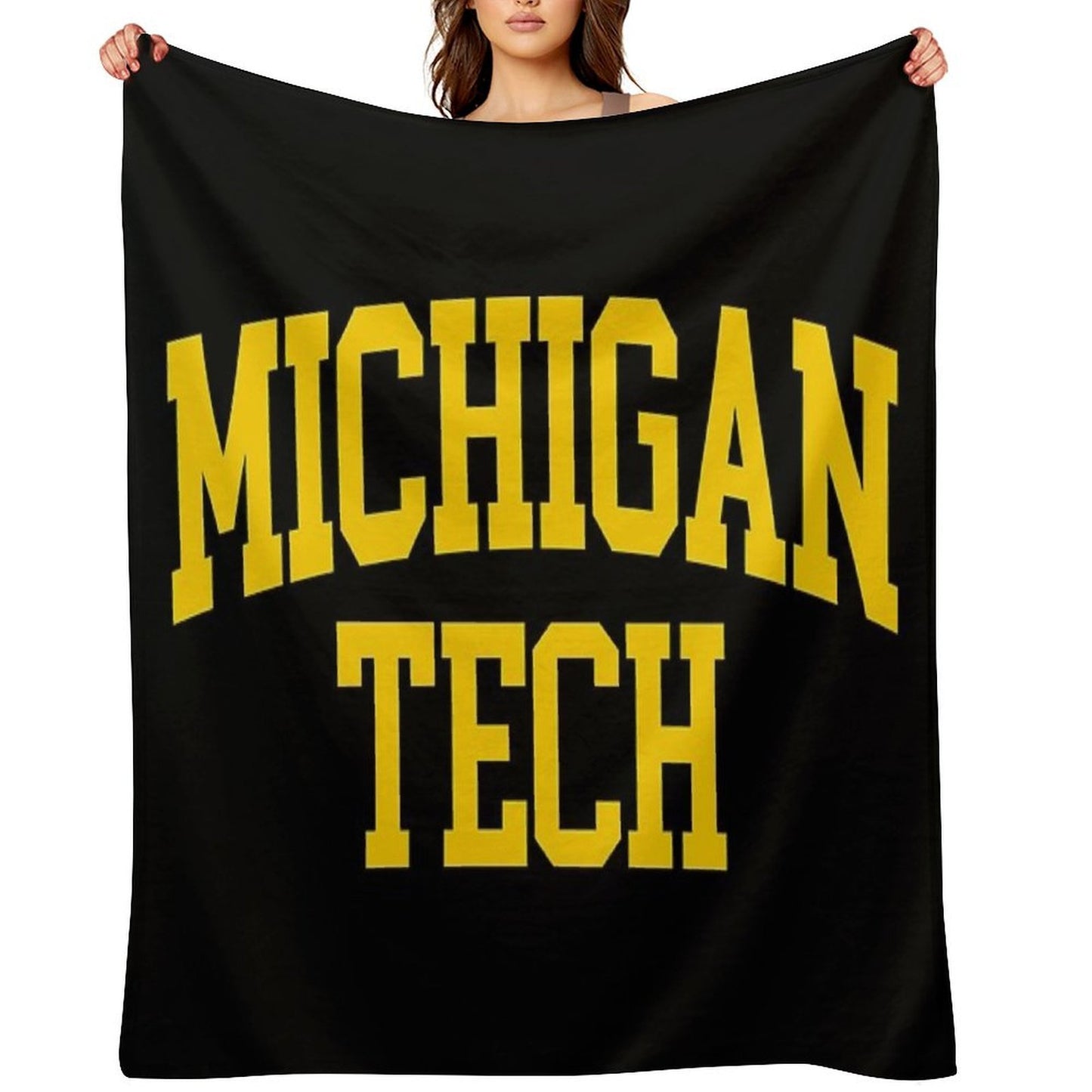 Michigan Tech - College Font Curved Throw Blanket