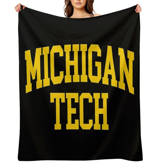 Michigan Tech - College Font Curved Throw Blanket