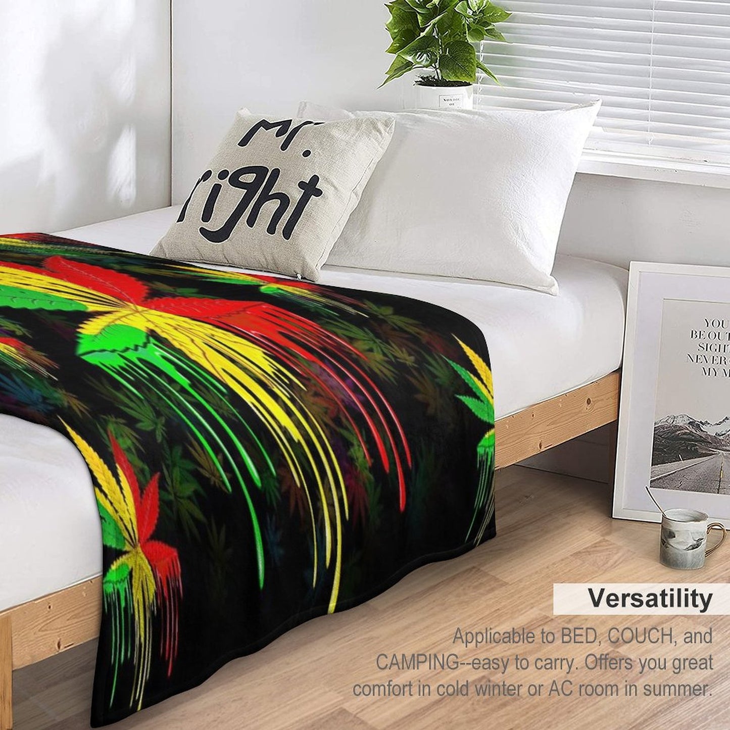 Leaf Rasta Colors Dripping Paint Throw Blanket