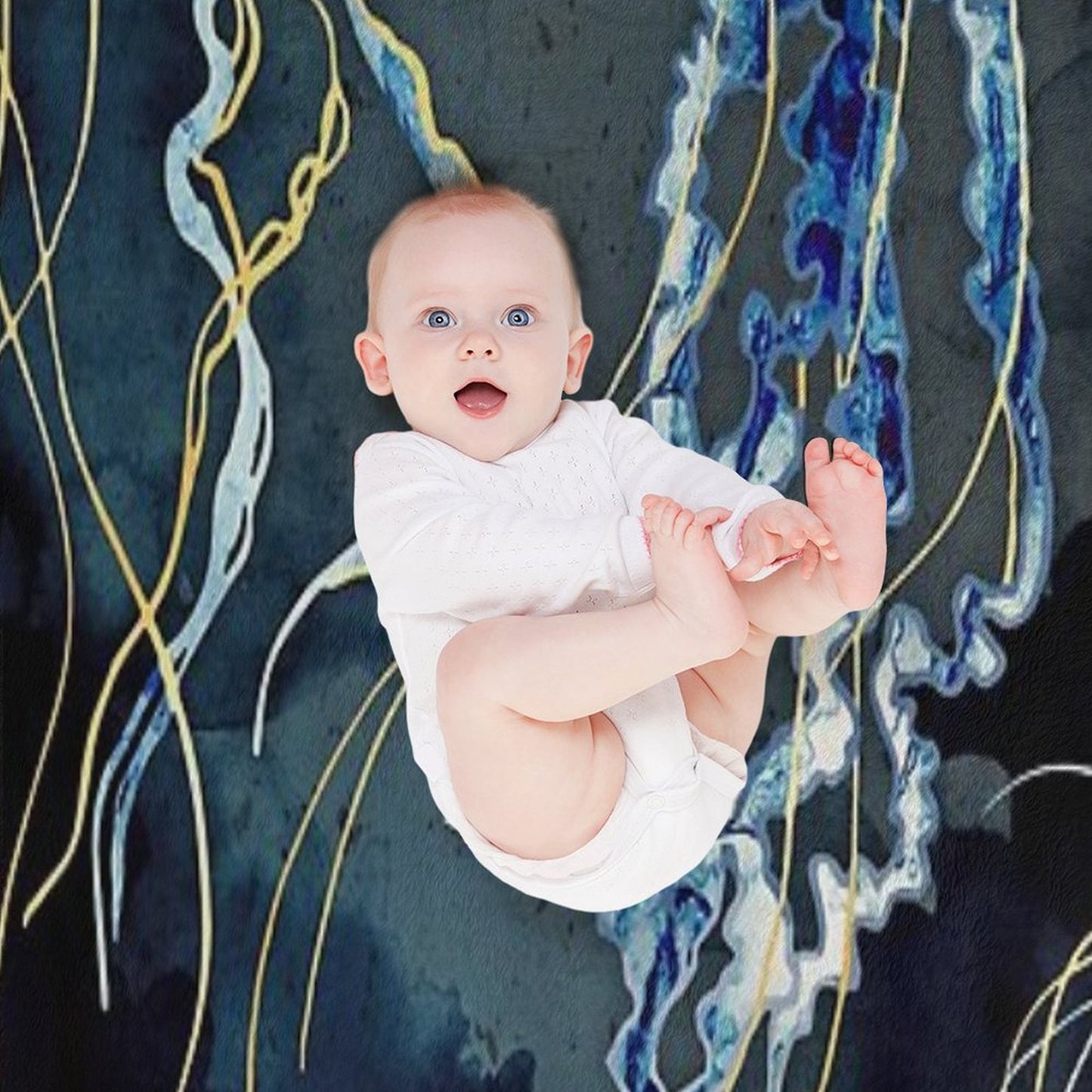 Metallic Ocean III Throw Blanket