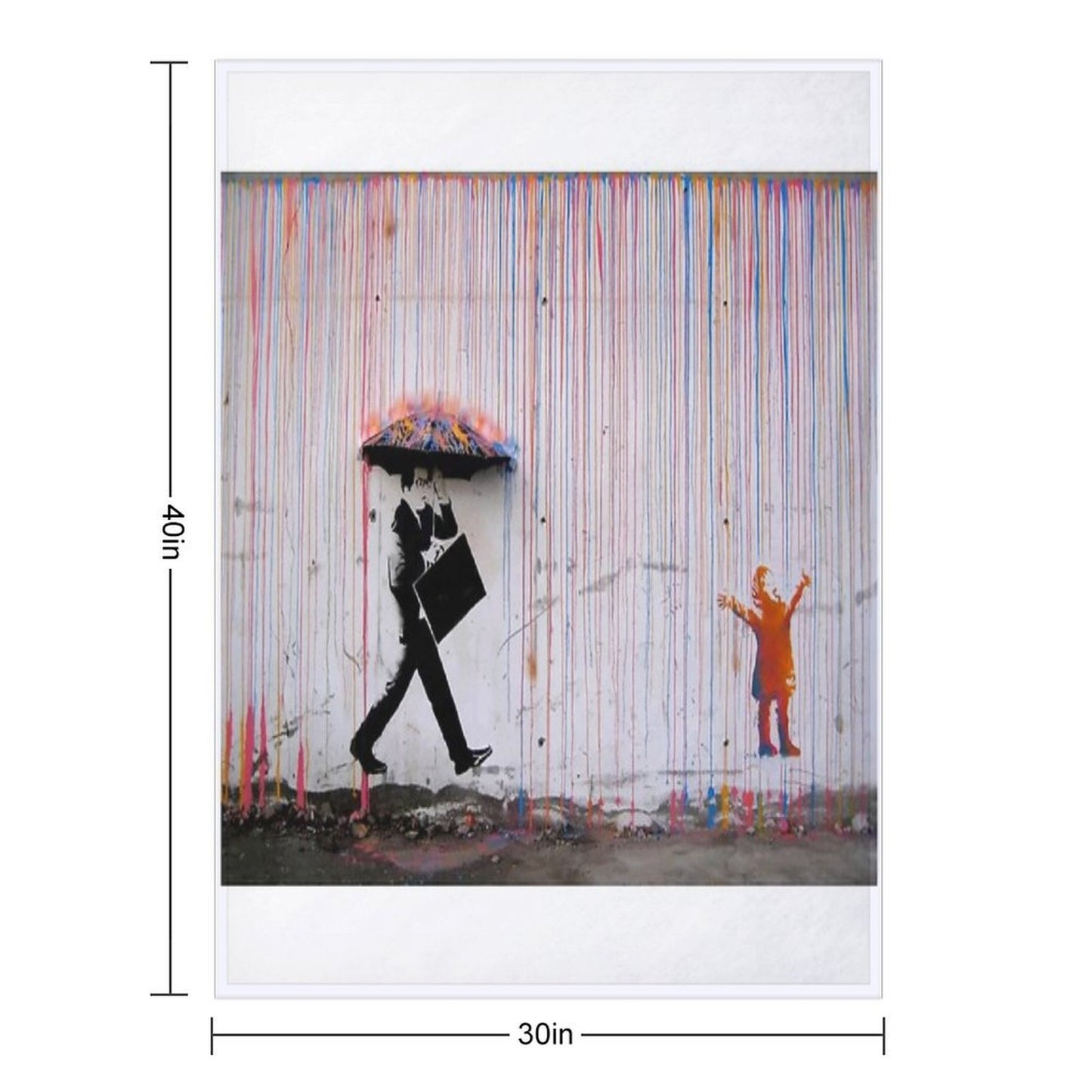 Banksy Umbrella Rainbow Happy Girl Throw Blanket