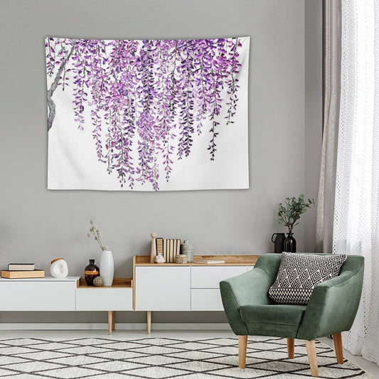 Hand Painted Purple Wisteria  in Bloom Tapestry