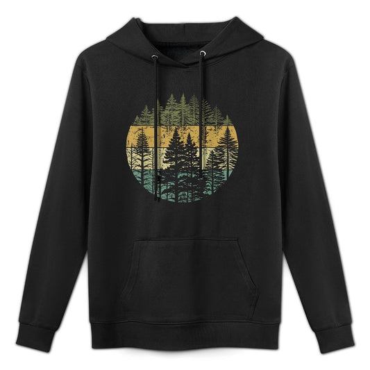 Retro Forest Trees Outdoors Nature Women Men Vintage Graphic Customizable Surface Hoodie