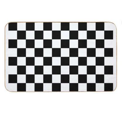 Checkered Black And White Bath Mat