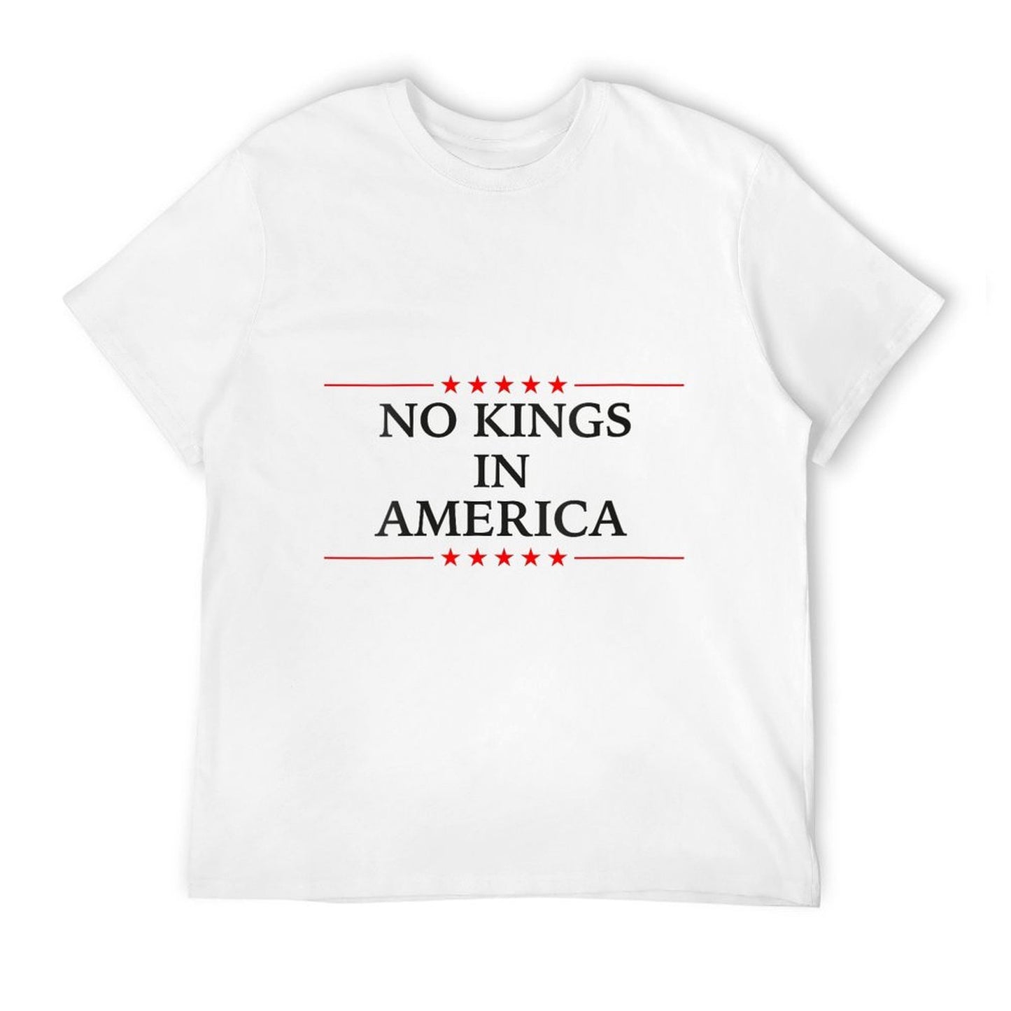 Womens No Kings in America Flag Protest Save Democracy  Ribbed Collar T-Shirt