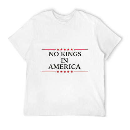 Womens No Kings in America Flag Protest Save Democracy  Ribbed Collar T-Shirt