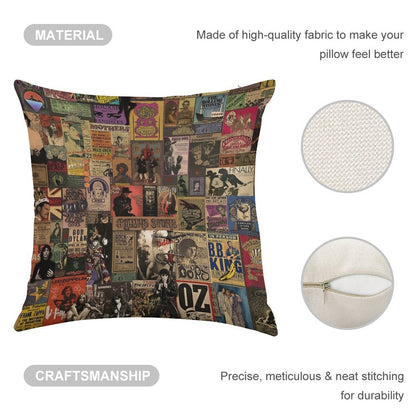 Rock N' Roll Stories II Linen Throw Pillow Cover