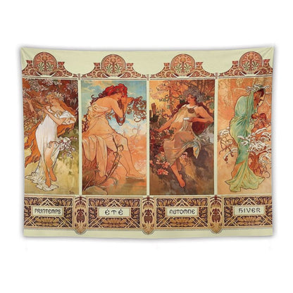 Alphonse Mucha Four Seasons Art Nouveau Tapestry
