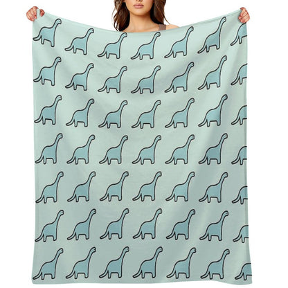 Brontosaurus Apatosaurus Brachiosaurus Blue Dinosaur Throw Blanket