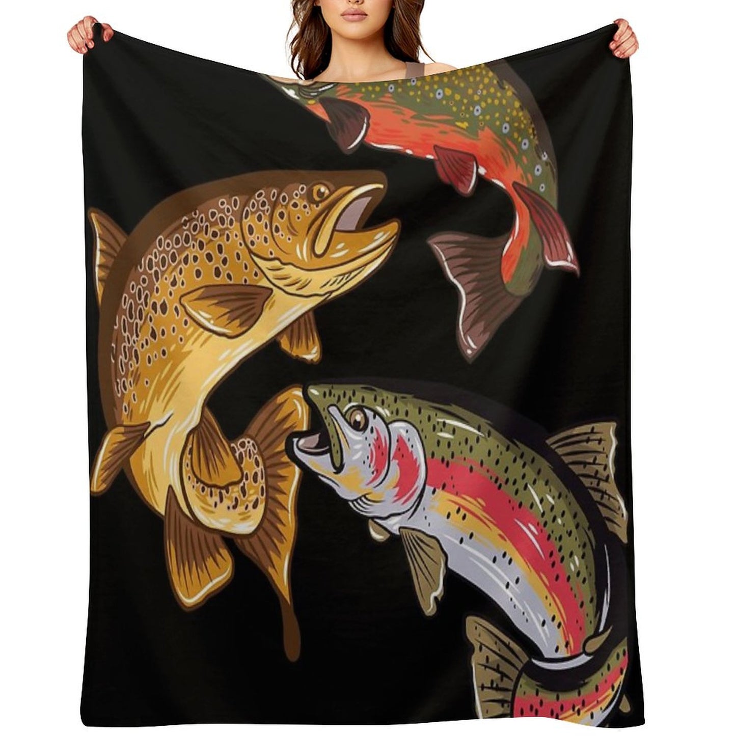 Fly Fishing Trout Tribute Throw Blanket