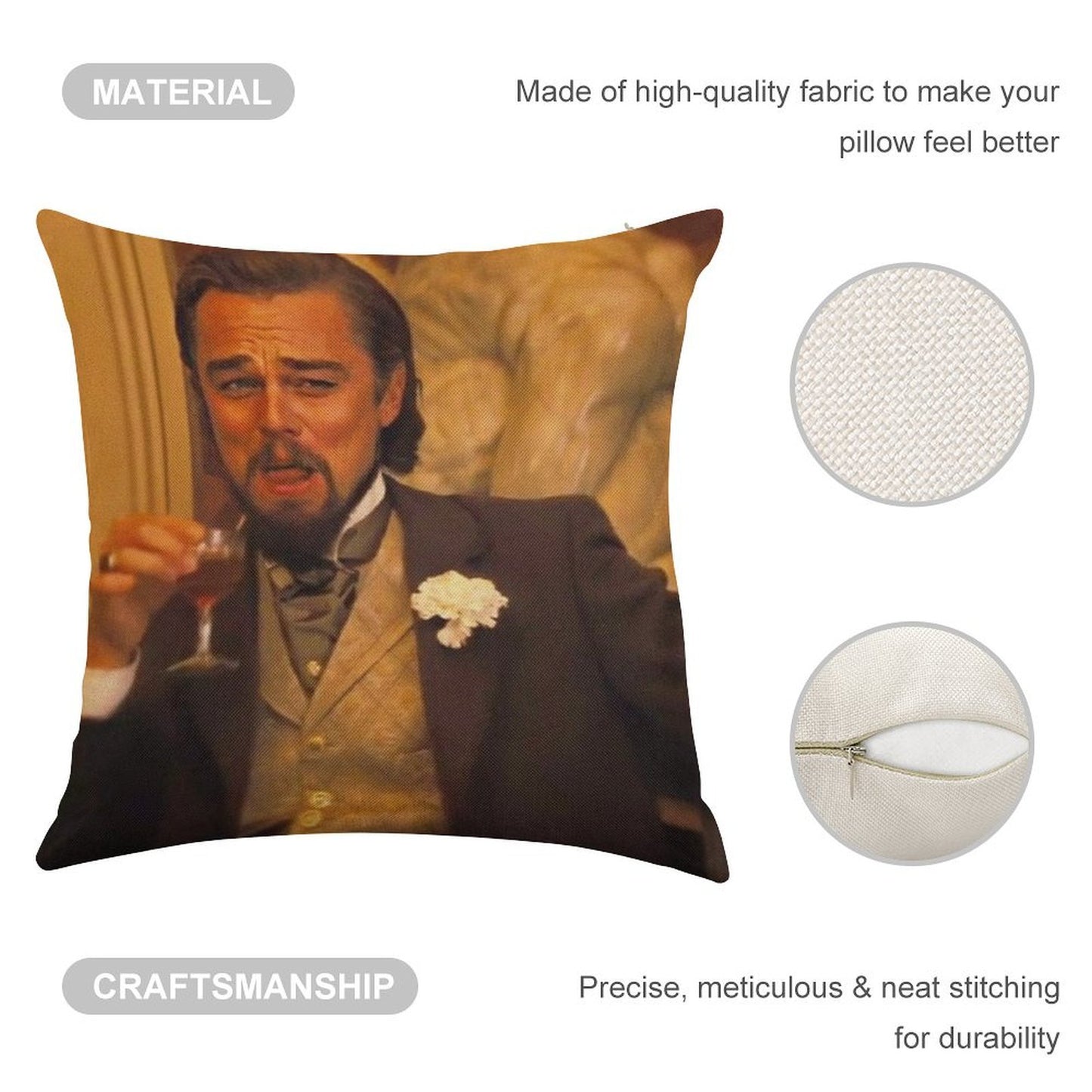 Leonardo DiCaprio Meme Linen Throw Pillow Cover
