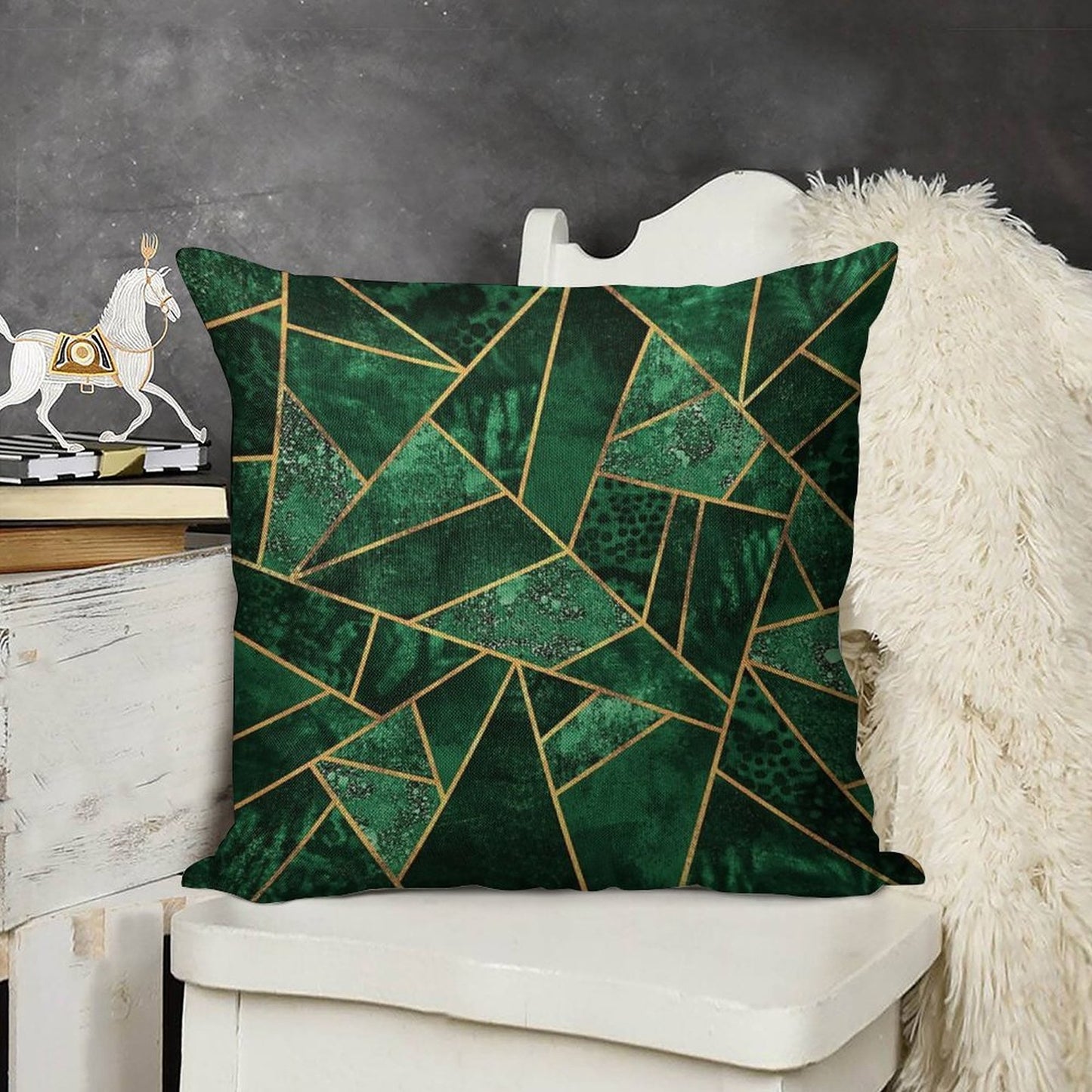 Deep Emerald Linen Throw Pillow Cover