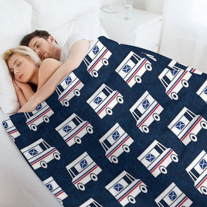 Mail Trucks - Blue Throw Blanket