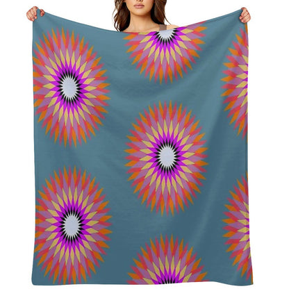 Psychedelic Geometric Flower Mandala Throw Blanket