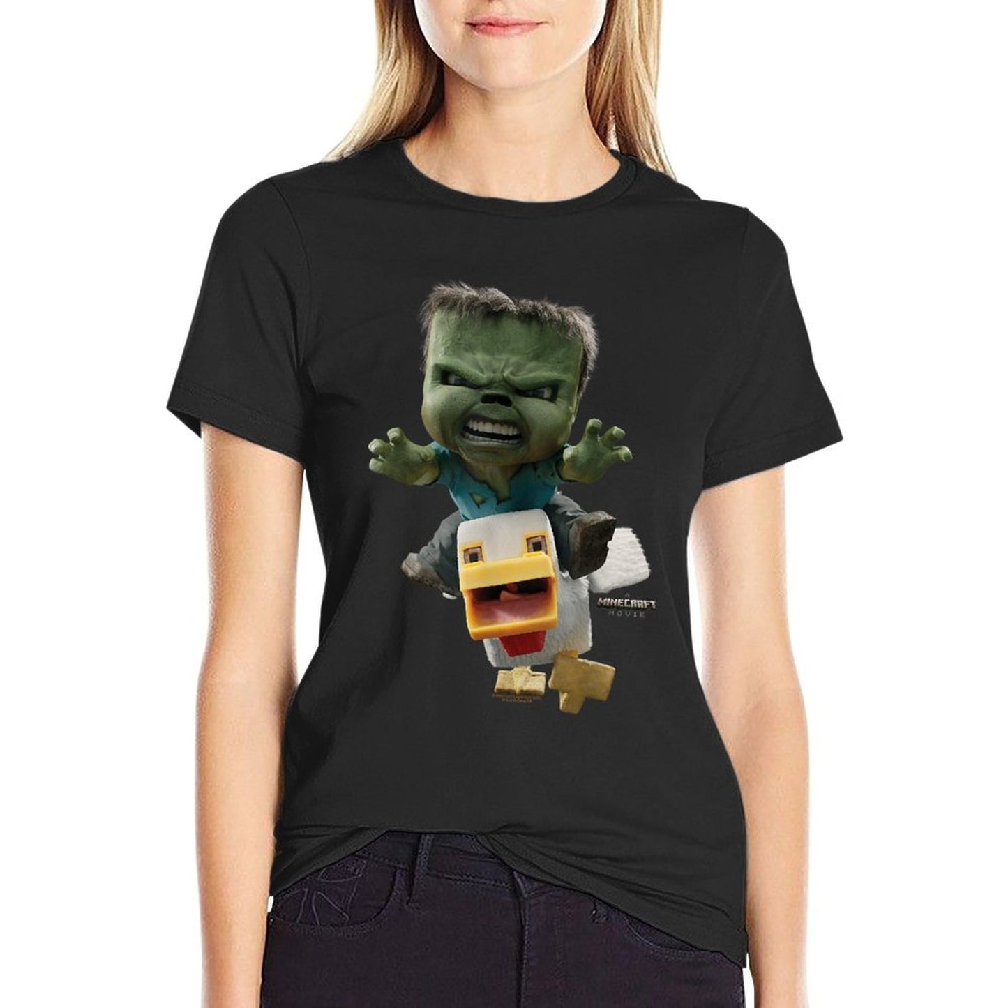 A Minecraft Movie Chicken Jockey Baby Zombie Attack  Fade-proof Color T-Shirt
