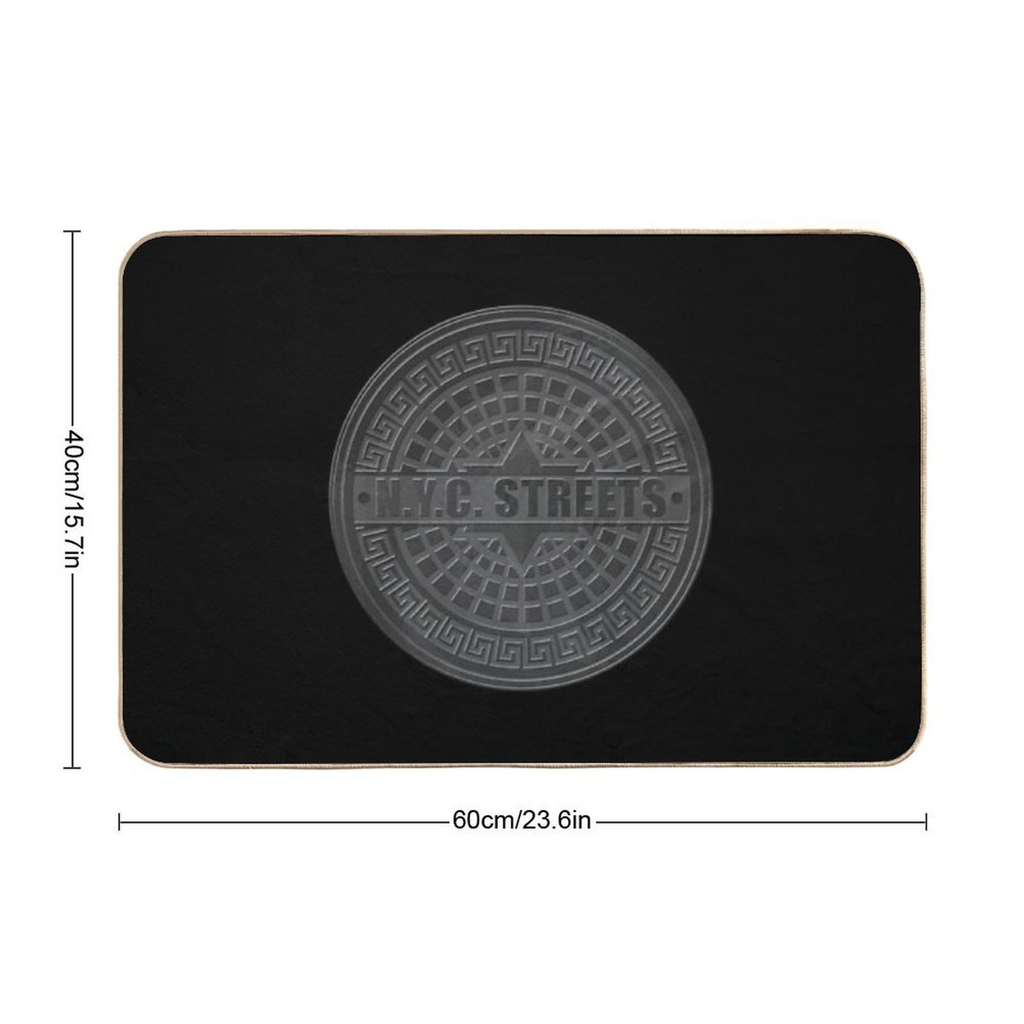 Manhole Covers NYC Black Durable Bath Mat