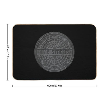 Manhole Covers NYC Black Durable Bath Mat