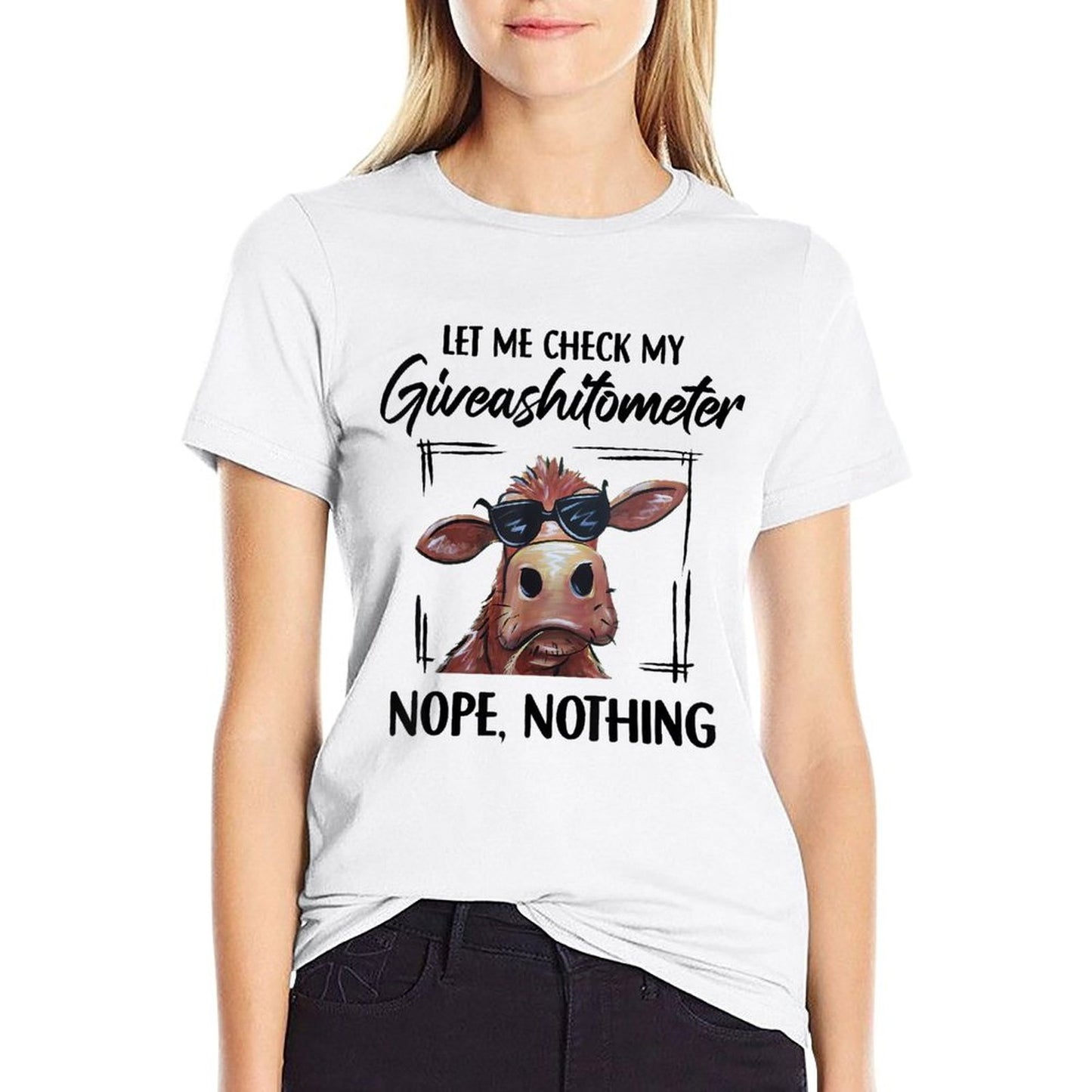 Let Me Check My Giveashitometer Nope Nothing Cow  Quick-drying T-Shirt