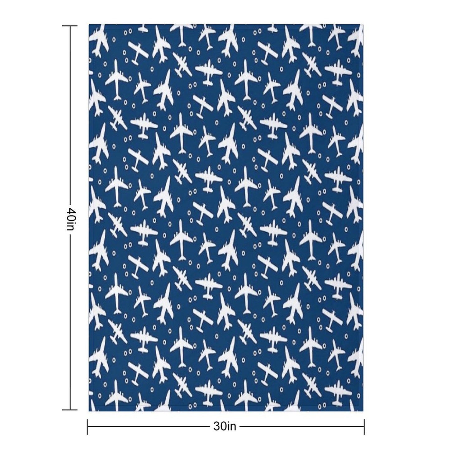 Blue And White Aeroplanes Silhouette Pattern Throw Blanket