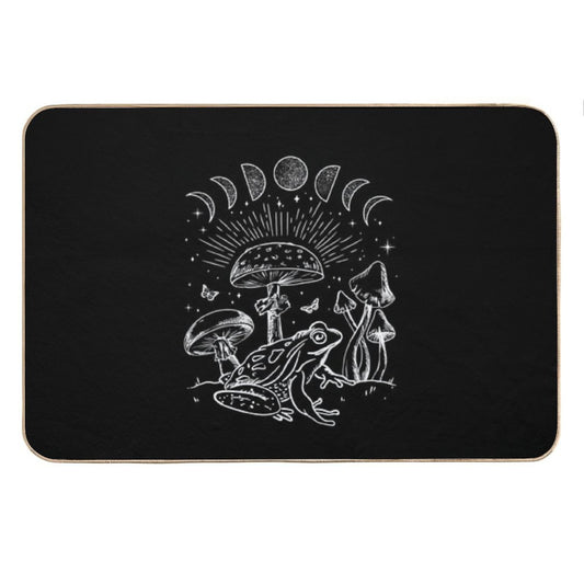 Dark Academia Frog And Mushroom Cottagecore Aesthetic with Goth Mystique, Alternative Edge, Forest Psychedelic Nature, And Witc Bath Mat