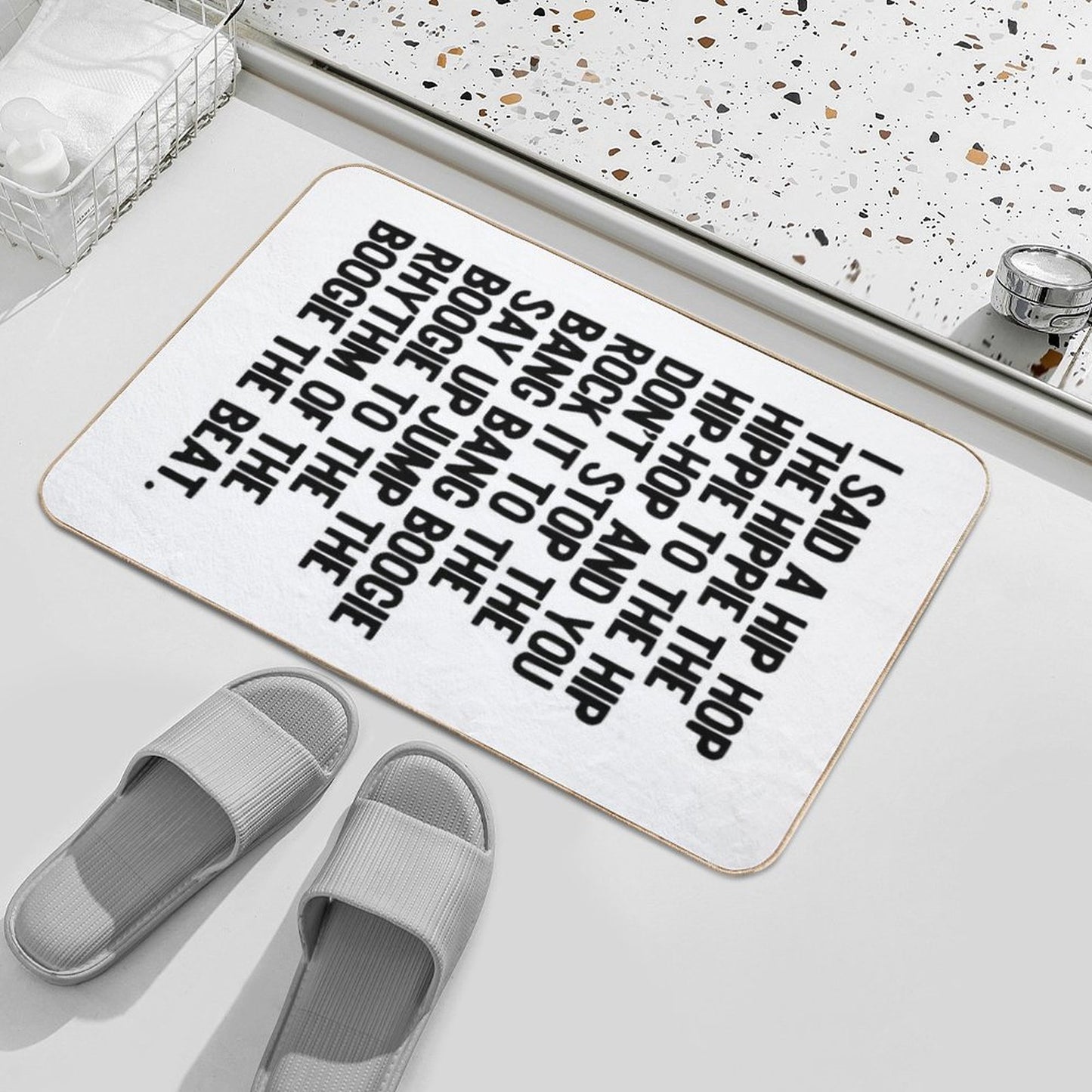 Rappers Delight - Sugar Hill Gang Lyric Art Music - Hip Hop Music Poster - Classic Rap Song - I Said A Hip Hop Bath Mat