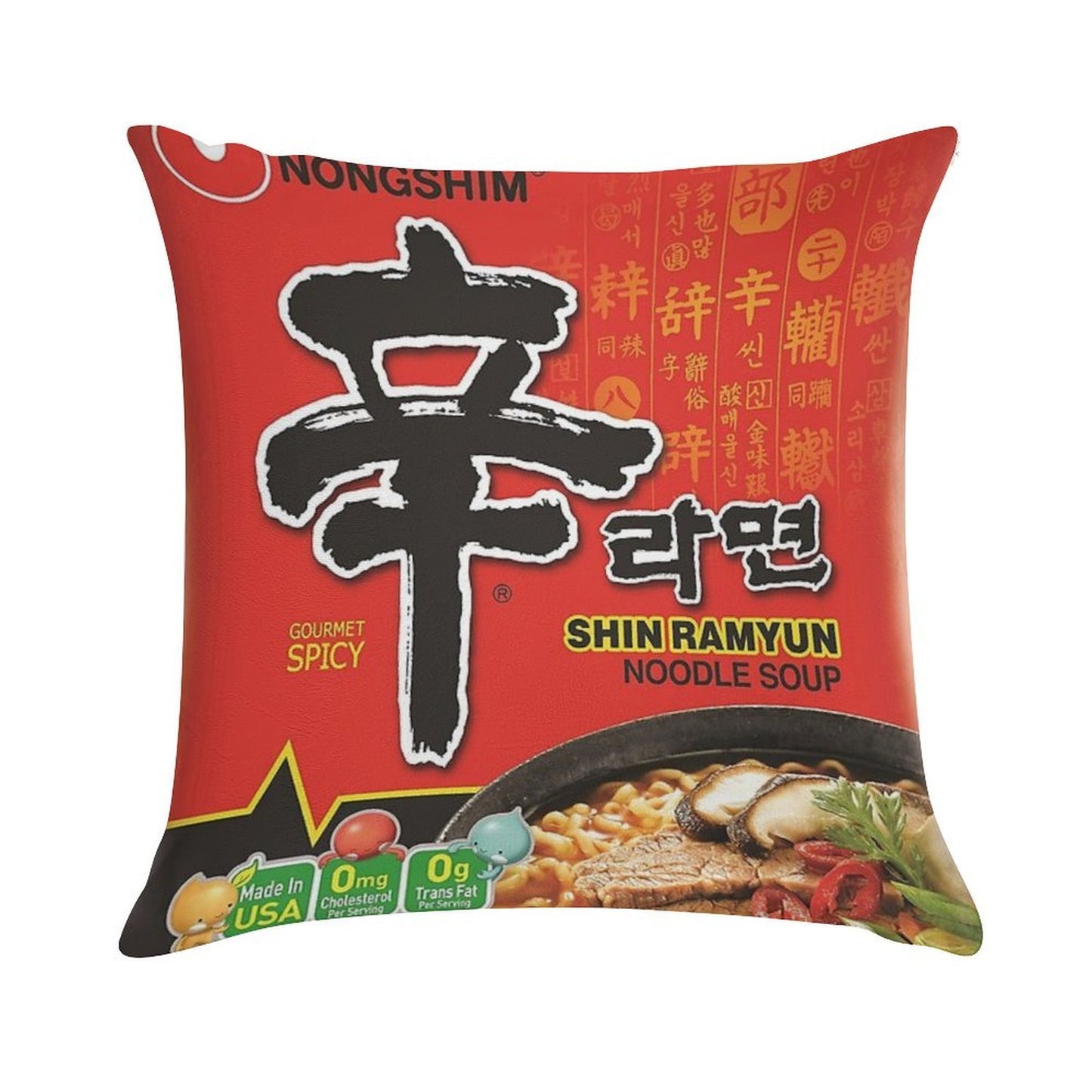 Nongshim Shin Ramyun (Spicy) Soft Ultra-Soft Texture Throw Pillow