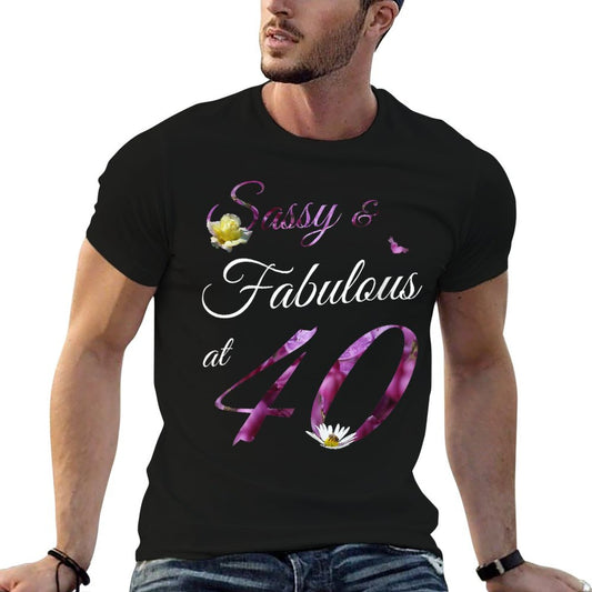 Womens 40 Year Old Sassy & Fabulous Floral 1985 40th Birthday Gift  Stretchy T-Shirt
