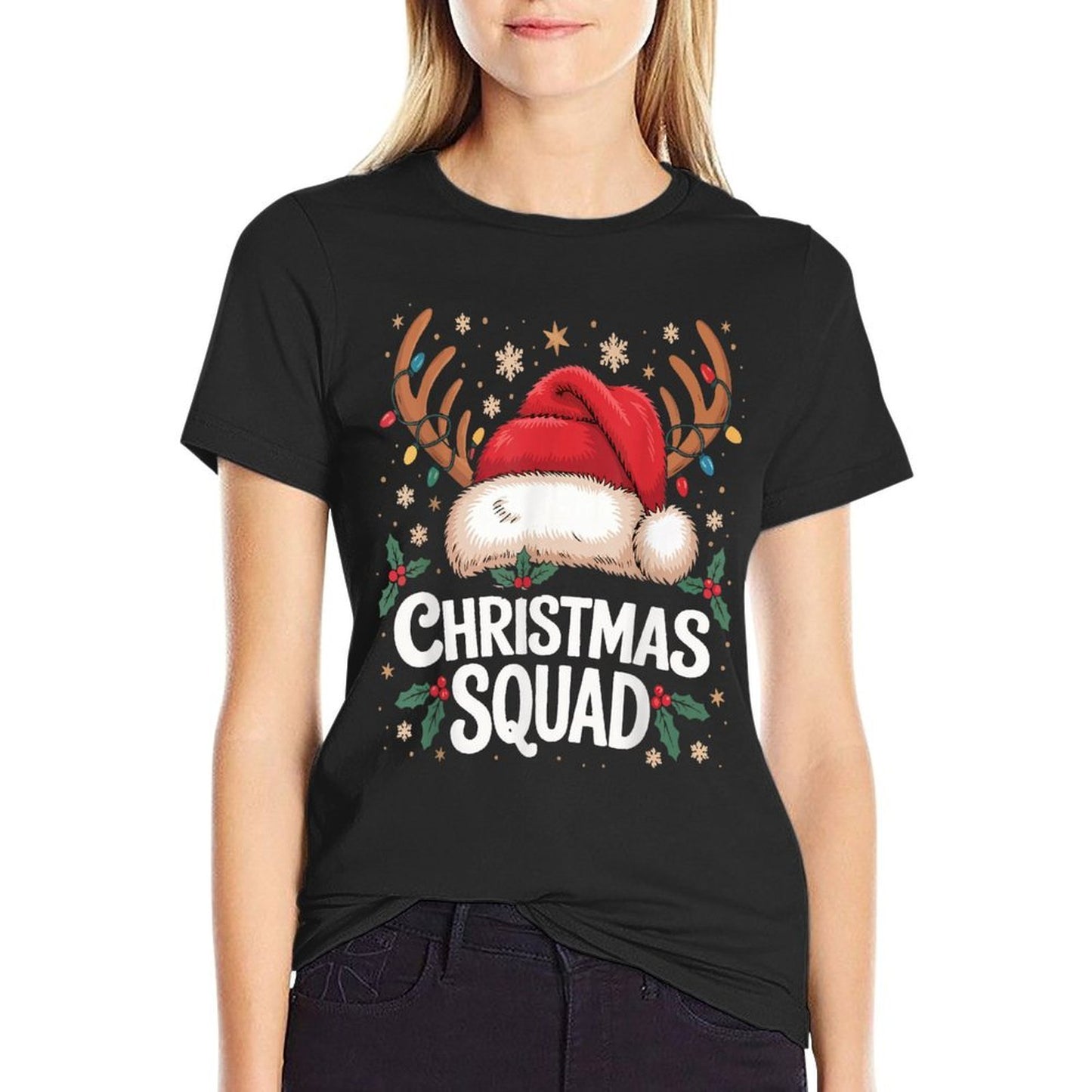 Christmas Squad Matching Family 2025 Santa Dabbing Elf  Fade-proof Color T-Shirt