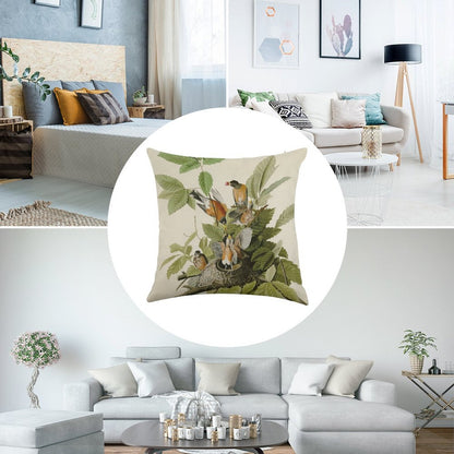 American Robin - John James Audubon Birds of America Linen Throw Pillow Cover