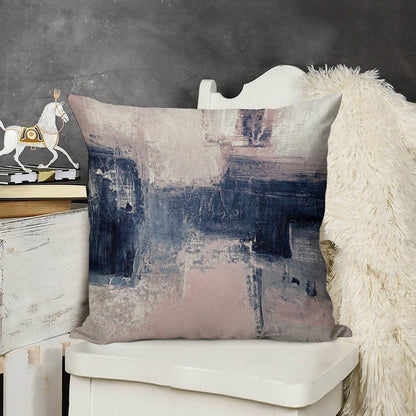 Pink And Navy 2 Linen Throw Pillow Cover