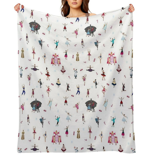 Nutcracker Ensemble - White Throw Blanket