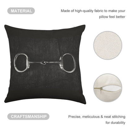 Snaffle Linen Throw Pillow Cover