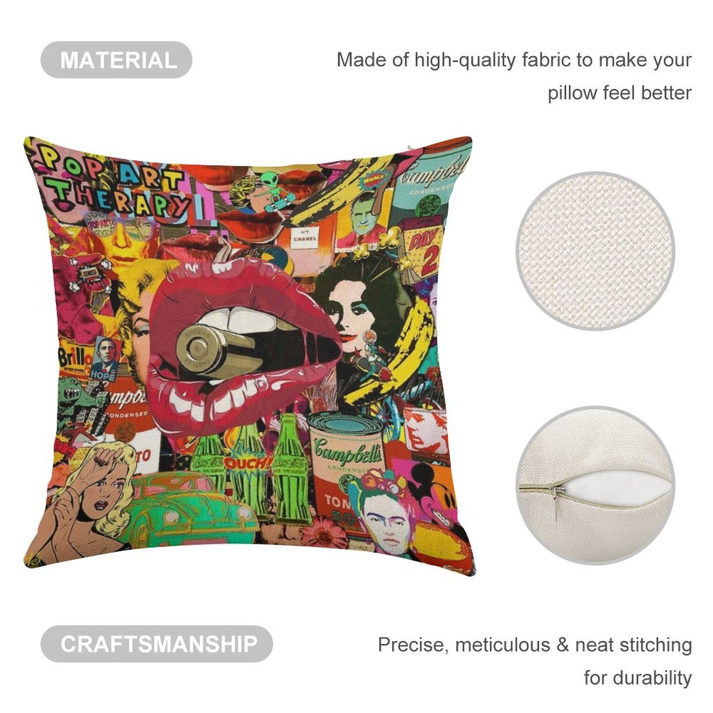 Pop Art Therapy Linen Throw Pillow Cover