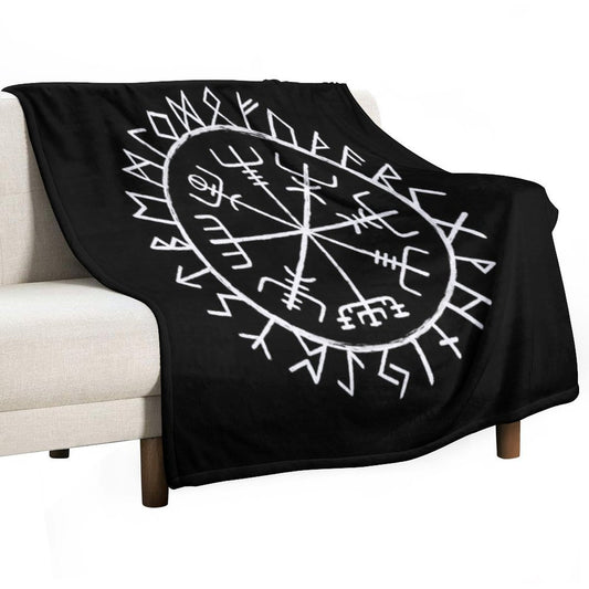Nordic Mythology Rune Circle Throw Blanket
