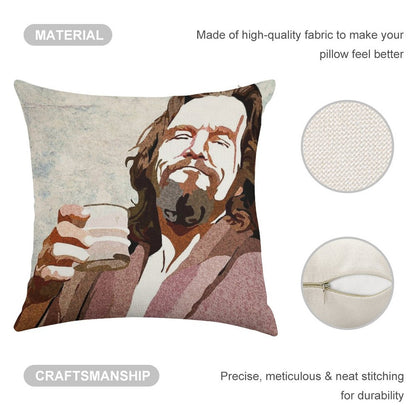 Big Lebowski DUDE Portrait Linen Throw Pillow Cover