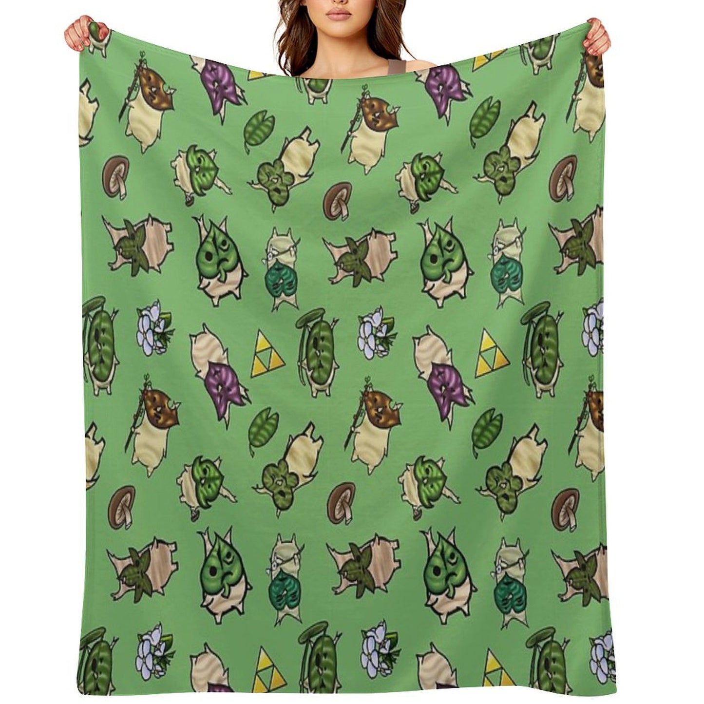 Korok Repeating Pattern (Light Green) Throw Blanket