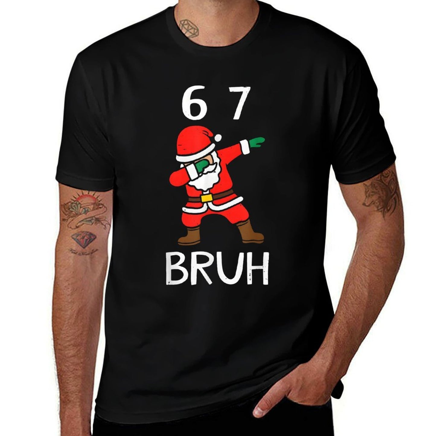 67 Meme 6 7 Funny Christmas Dabbing Santa Six Seven Bruh  Lightweight T-Shirt