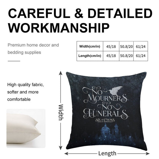 Six of Crows, No Mourners No Funerals, Kaz Brekker Linen Throw Pillow Cover