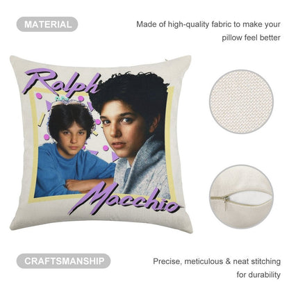 80s Ralph Macchio Linen Throw Pillow Cover