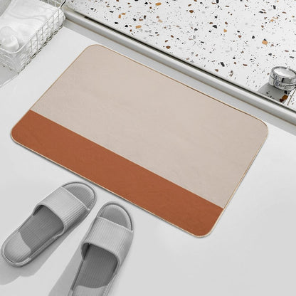 Minimalist Color Block Cuffed Solid in Putty And Clay Rust Terracotta Bath Mat