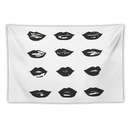 Kiss Kiss in Black And White Tapestry