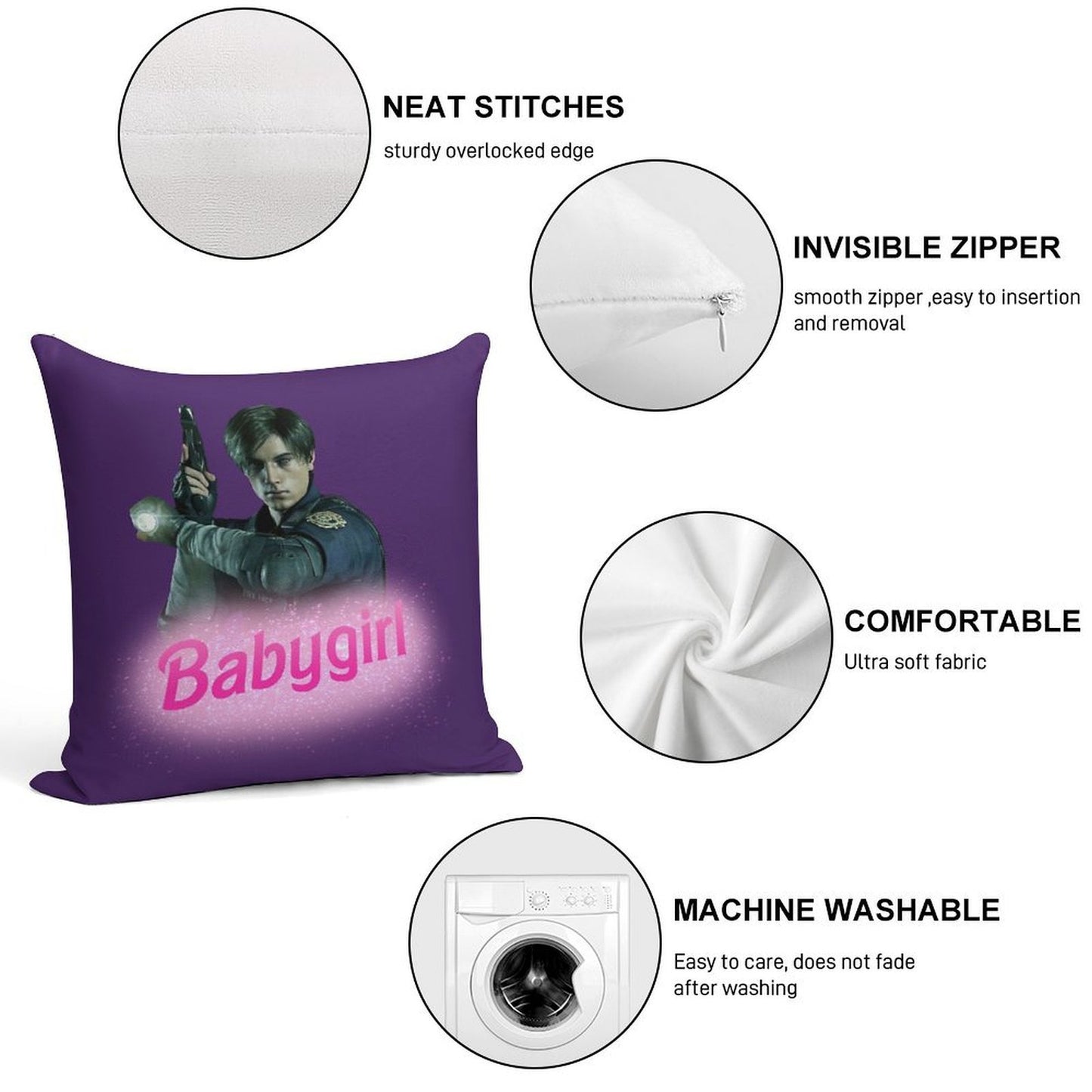 Leon Kennedy Babygirl Soft Fade-Resistant Throw Pillow